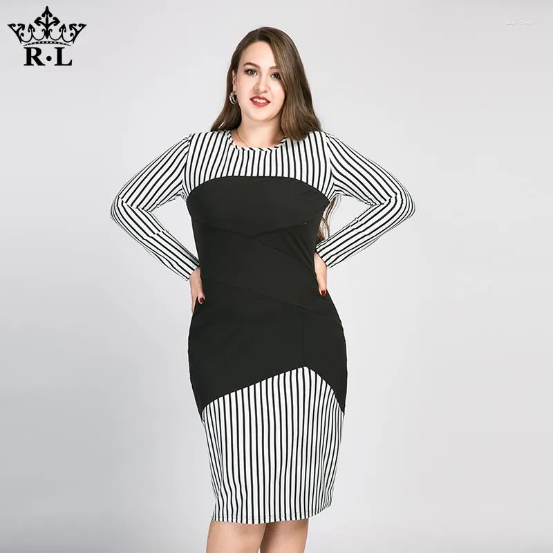 Casual jurken plus size gestreepte afslankjurk