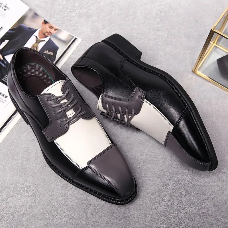 Dress Shoes Man Fashion Wedding Party Derby For Men British Patchwork Lacual Business Office Oxfords Flats
