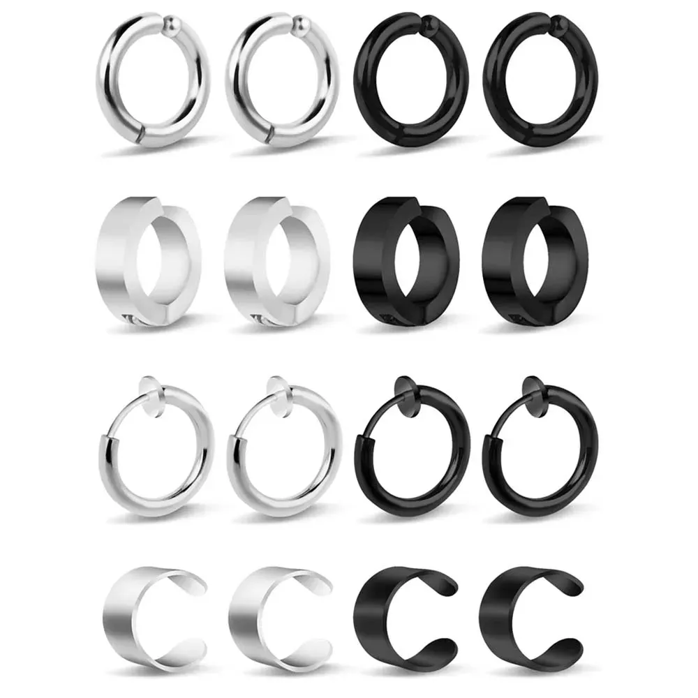 Earrings 1 Pairs Ear Clip Earrings for Men Women Stainless Steel NonPiercing Huggie Hoop Earrings Unisex Clip on Earrings Jewelry