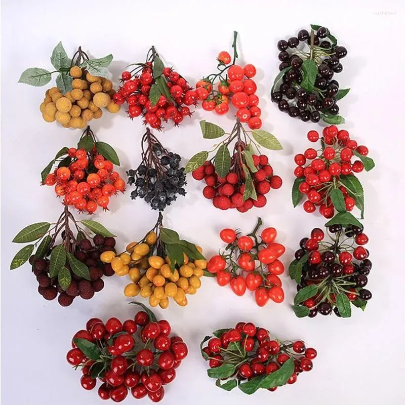 Украшение вечеринки PO Props ShopWindow Ornament Broueberries Черри фрукты модель искусственные фрукты филиалы Longan Томат гранат 2024423