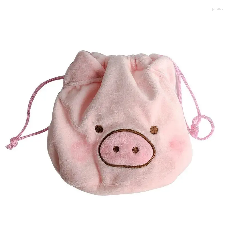 p♡pig Cute Plush Cartoon Pig Shape Pocket Portable Kawaii Ladies