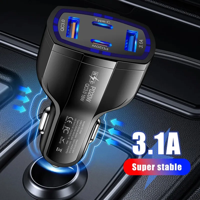 TE-P49 53W USB PD Chargeur de voiture à double port PD FACT PD PRODICE QUIQUE 3.0 USB C ADAPTATEUR DE CHARGEUR DE TÉLÉPHONE DE TÉLÉPHONE POUR IPHIPH