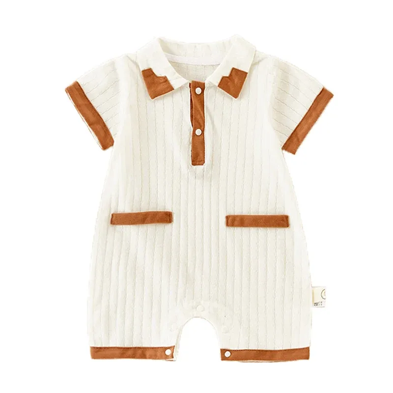 Enstycken Baby Girl Clothes Summer 2022 Nyfödda Baby Boys Bodysuits For Spädbarn Söta Rompers Home Wear 100% Cotton Solid Babies Clothing