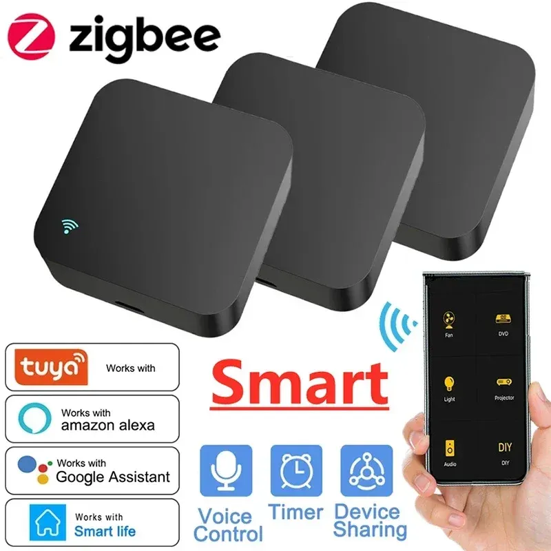 Controle Smart Zigbee IR Remote Control Universal Infrared Tuya Smart Home Remote Controller voor tv -dvd AC -werken voor Alexa Google Home