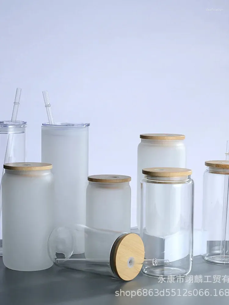 Muggar som säljer sublimering Glass Cup Mason 16oz Enskikts transparent cola kan vattenflaska värmeöverföringstryck