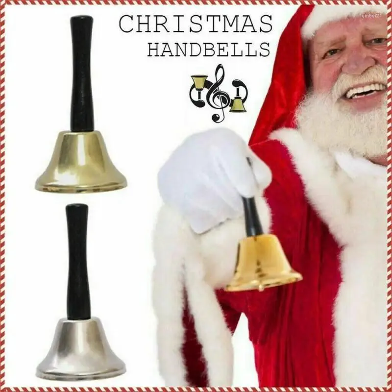 Party Supplies Christmas Hand Bell Santa Claus Jingle Bells Gold Silver School Handbell Restaurant Call Service Xmas Decoration