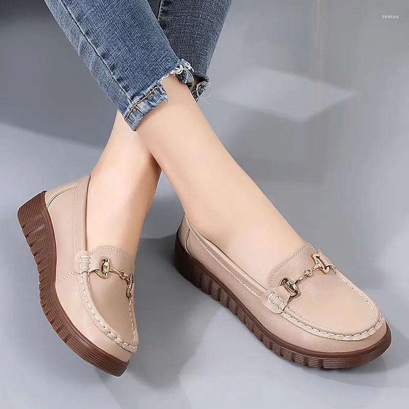 Casual Shoes Women's Luxury Flat Ballet Dance Leather Breatble Boat White