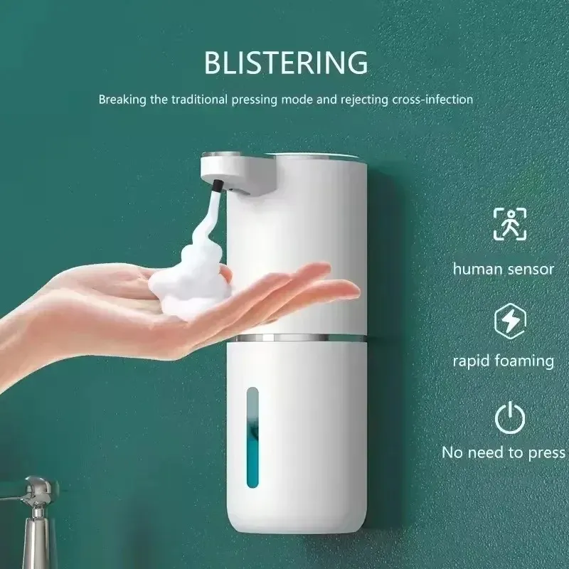 Portable Soap Dispenser Electric Automatic Touchless Foaming Soap Dispenser 4 Level Adjustable 380ml USB Rechargeable