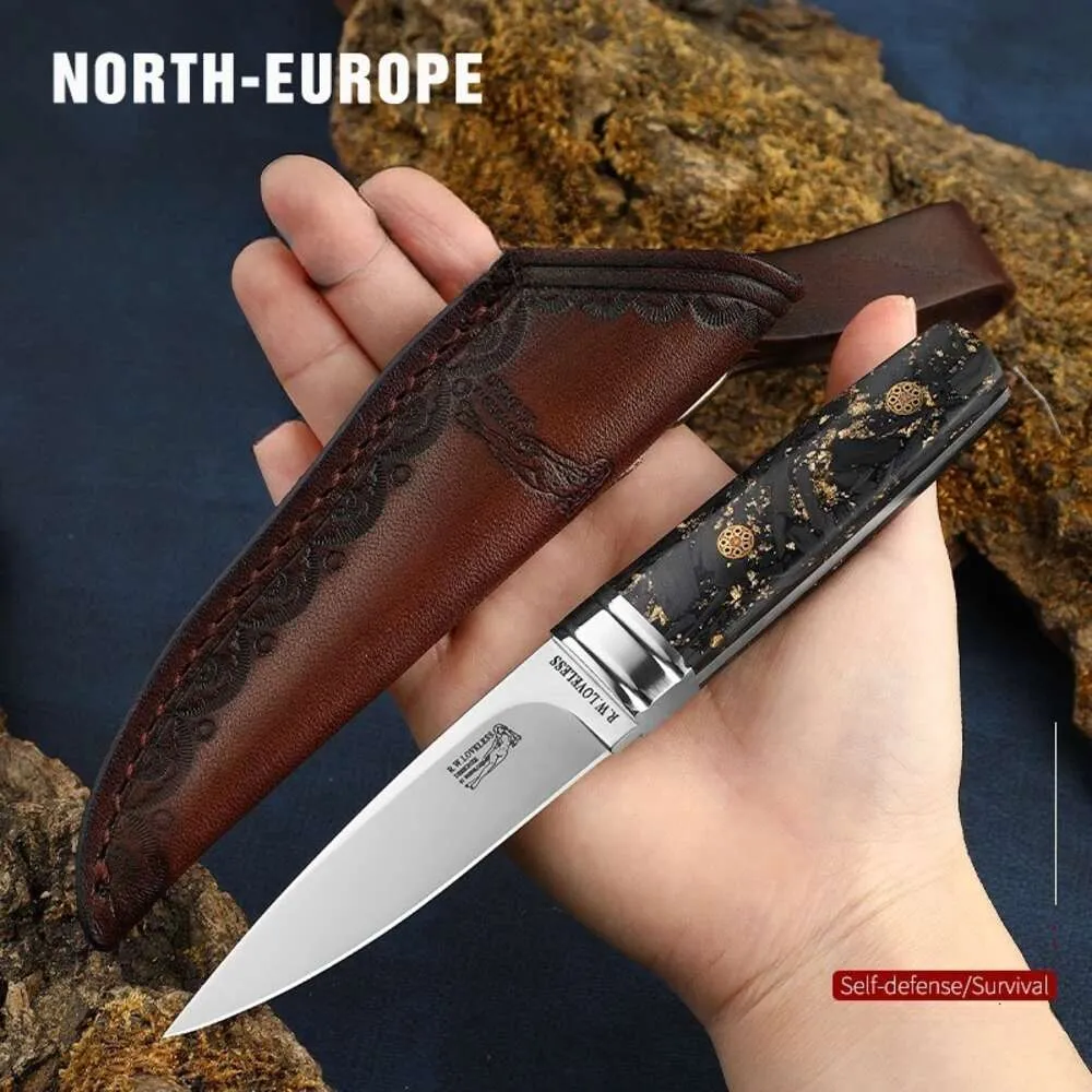 Outdoor High Hardness Straight Knife, EDC Portable with Sheath Knife, Fixed Blade Knife, Steak Knife, BBQ Knife, Survival Tool