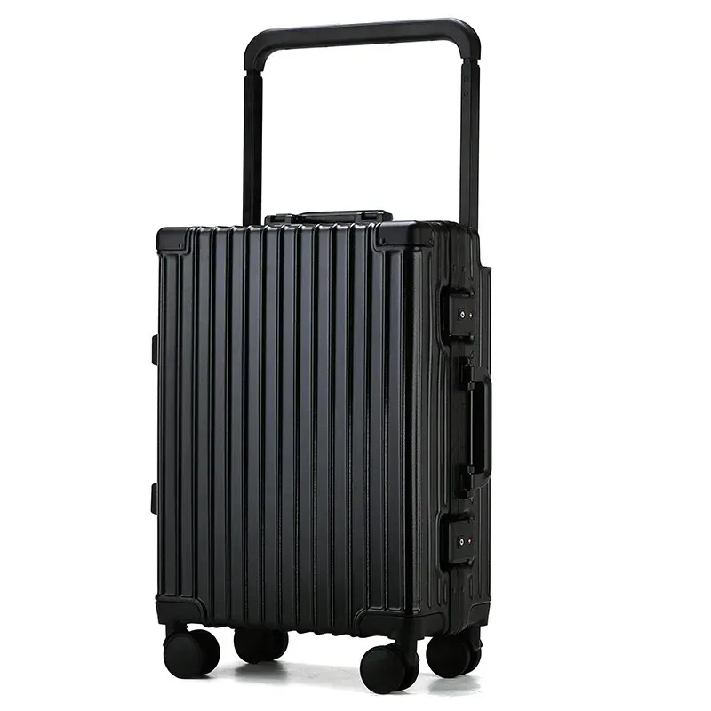 Bagage aluminium frame rollende bagage reiskoffer nieuwe ontwerp brede trekkracht stang stam grote capaciteit behuizing unisex draagtas