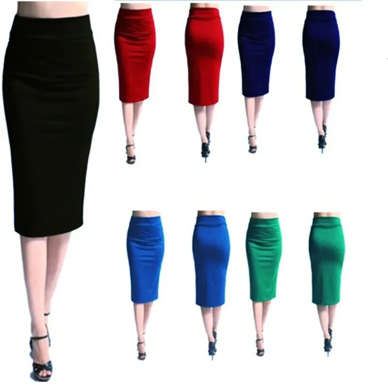 Donne Skirt BodyCon Office Female Slim Lunghezza al ginocchio ALTA GONNE STRETTO SEXY SCHIRTS JUPE FEMME 240419