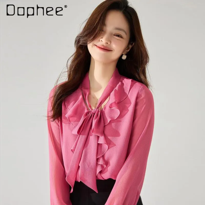 Red ruffle blouse sale