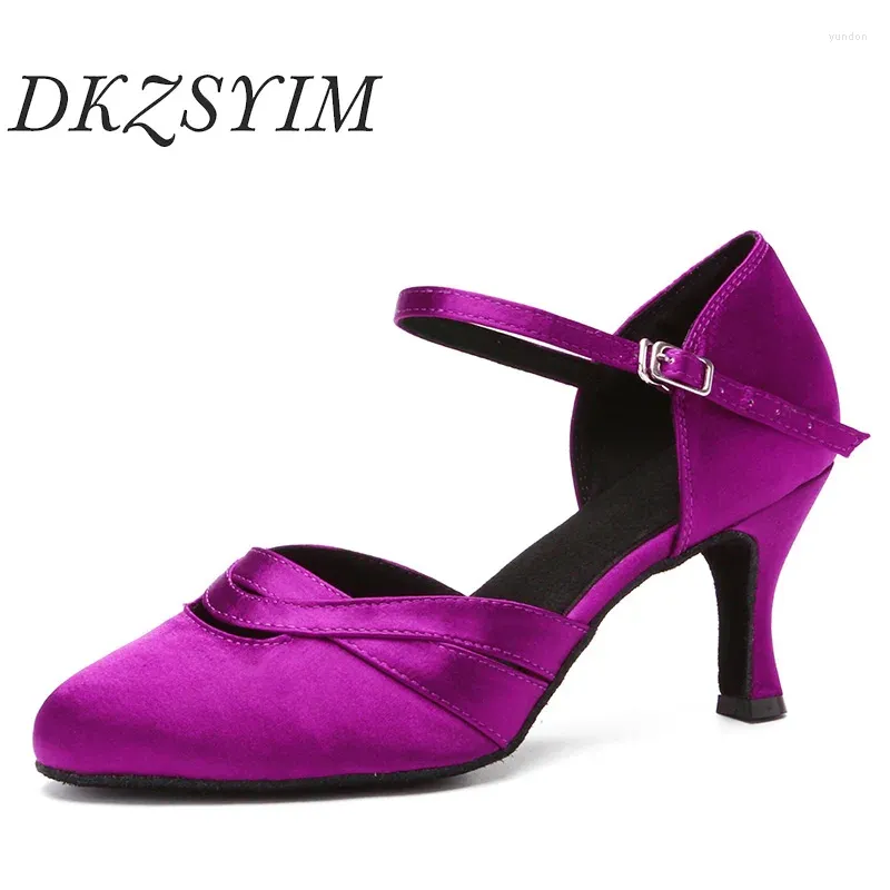 Dansschoenen DKZSYIM LATIN MODERNE Women's High Heel 10 cm Professionele dans Dancing Close Toes Party Quality