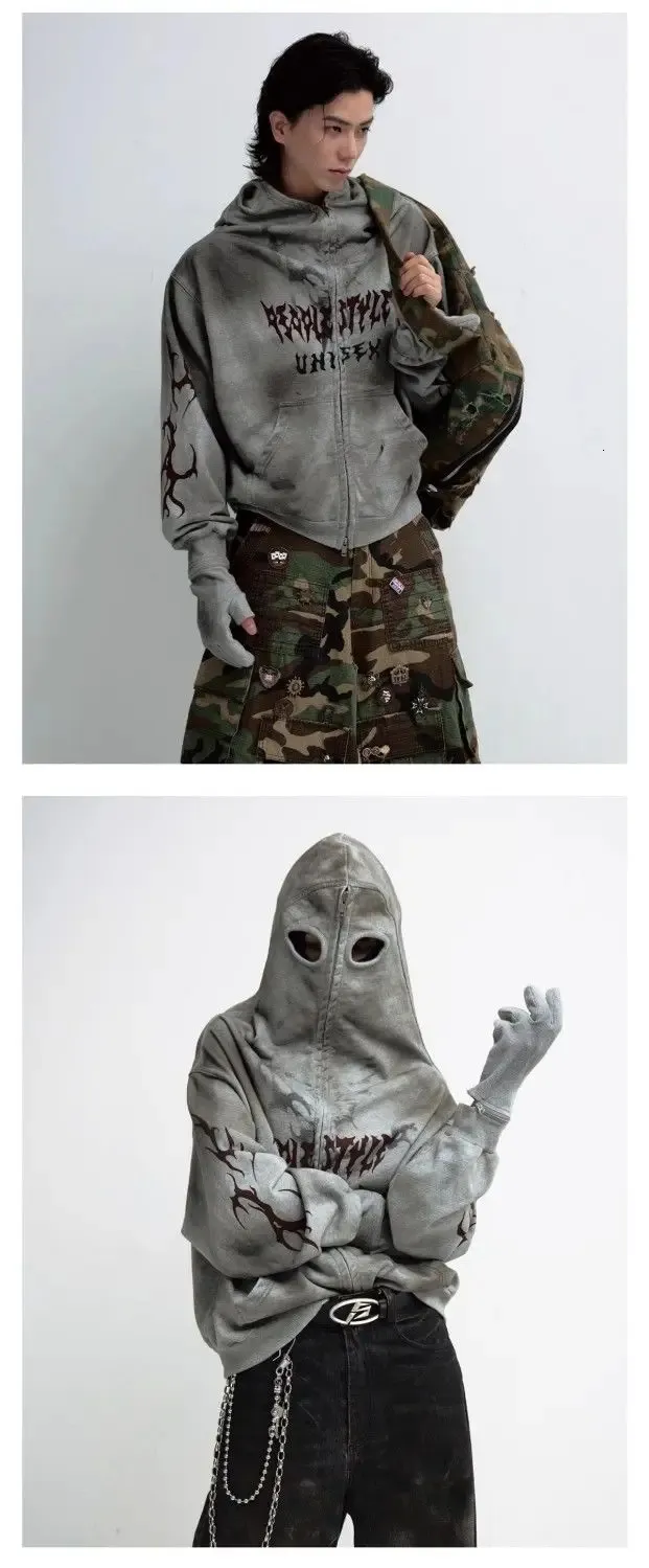 Cagoule à Capuche Pour Homme Avec Masque Facial, Double