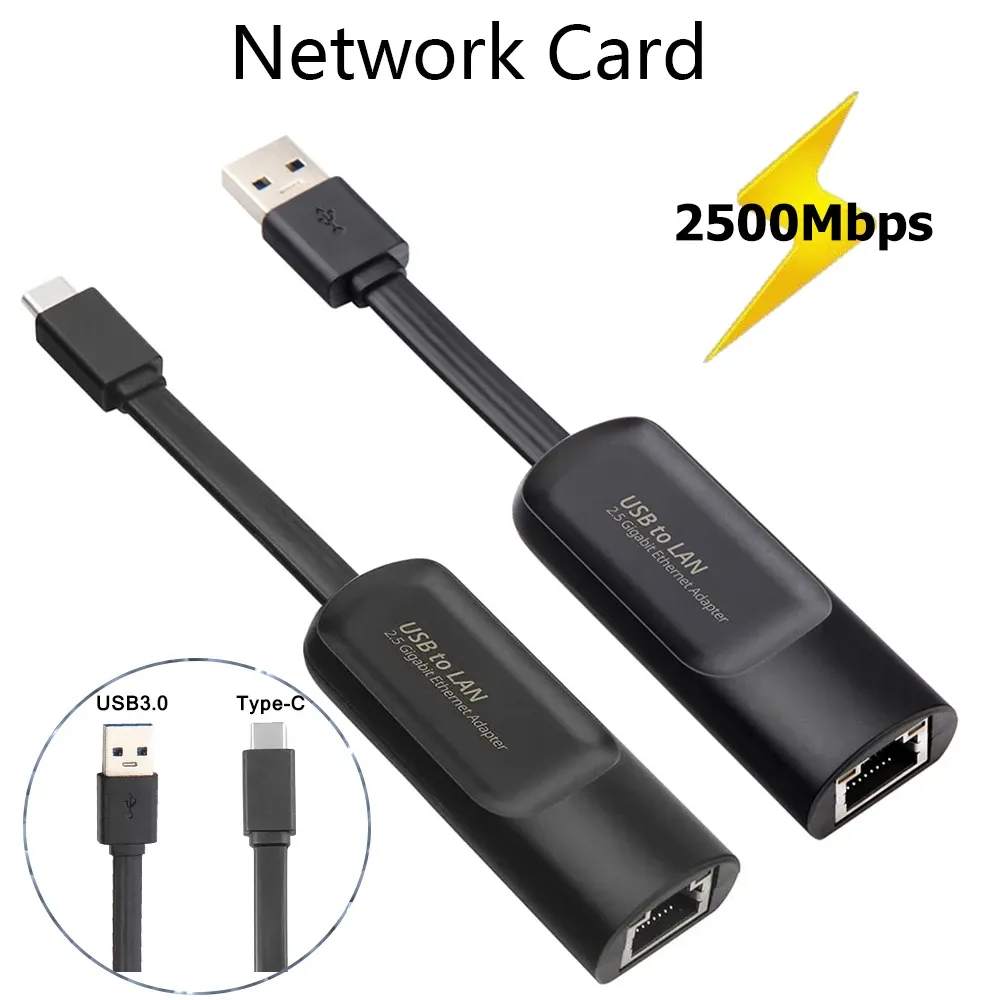 Nav 2500 Mbps typec till RJ45 Ethernet Network Card Converter USB 2.5G LAN WIREDUSB C Ethernet Adapter Hub för bokbärbar dator