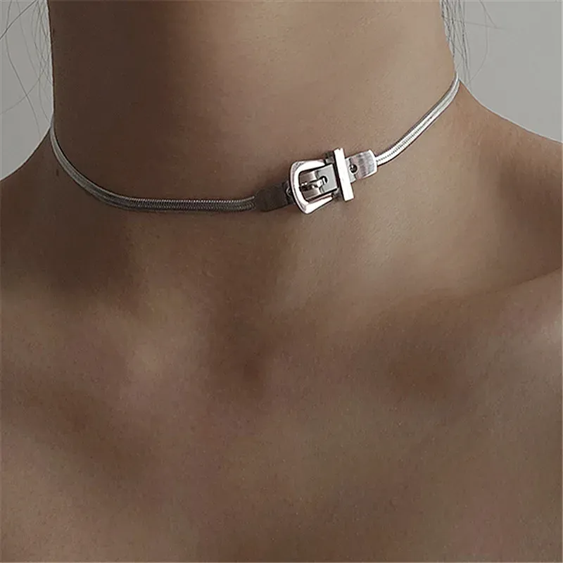 Clips Sexy Titanium Steel Bordle Collier Collier de chaîne de chaîne pour femmes Hop Hop Snake Os Nou Nou Collar Collar