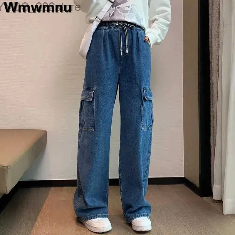 Dżinsy damskie Extra duże 6xl wysokich dżinsów z szerokiej nogi dżinsy kazczyste Vaqueros Koreańskie odzież uliczna proste spodnie dżinsowe spodnie work damskie YQ240423