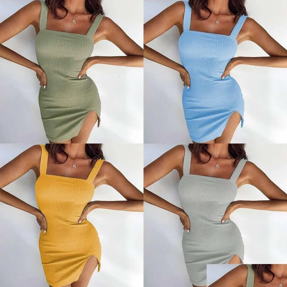 Urban Sexy Dresses 2024 New Solid Color Slim Fit Y Skirt Skirt Short Womens Snake نمط تقسيم الخزان أعلى قطرة التوصيل ملابس النساء DHT4C