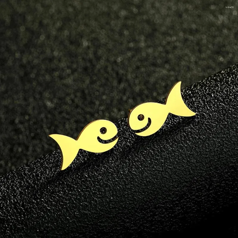 Boucles d'oreilles Stud Lutaku Mini poisson en acier inoxydable pour femmes hommes beaux bijoux animaux bijoux d'anniversaire