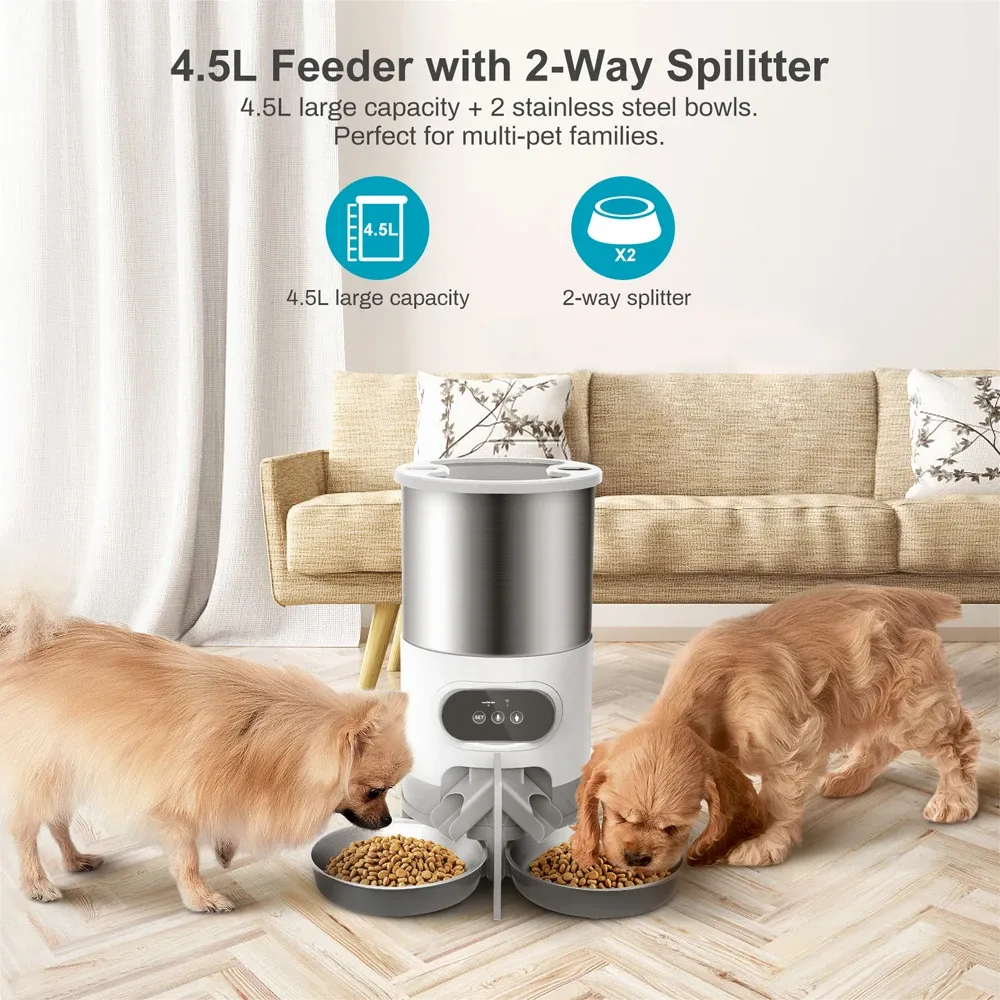 Matning av Tuya Smart App Pet Feeder Cat and Dog Food Automatisk dispenser som är lämplig för små och medelstora katter och hundfoderfoder