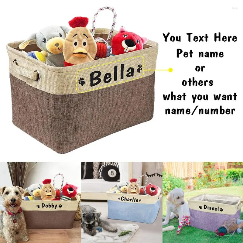 Boîte de rangement de jouets personnalisée pour chien Panier de chat pliable avec nom de compagnie de compagnie pliable