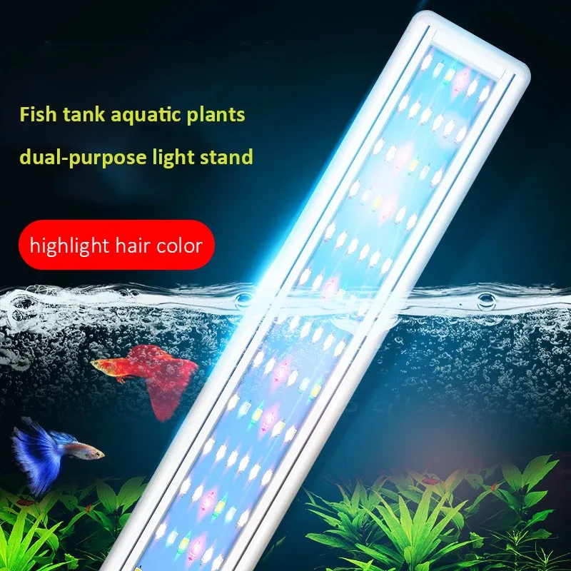 Aquariums Ultratin LED Aquarium Lighting RGB Aquatic Plant Light Dractable Waterproof Clip for Fish Tank 220V Blue and White Light