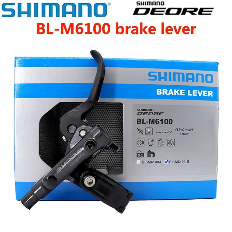 부품 Shimano Deore BLM6100 유압 디스크 브레이크 레버 ISPEC EV M6100 레버 왼쪽 오른쪽 산악 자전거 브레이크 레버 파트