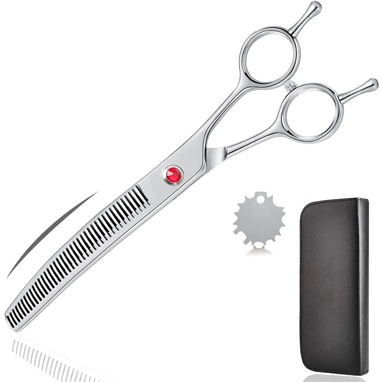 Schaar 7 inch naar beneden gebogen hondenverzuilend schaar dunner wordende texturerende schaar shears professionele veiligheid stompe tip om te scheuren voor hond