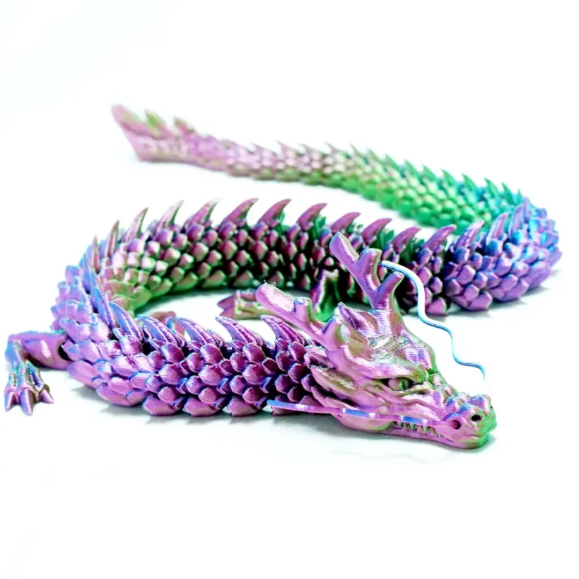 Dragon articulé en cristal imprimé en 3D de 45 cm, idéal comme jouet anti-stress ou objet de décoration. Parfait pour la maison, le bureau et les collectionneurs. - Violet