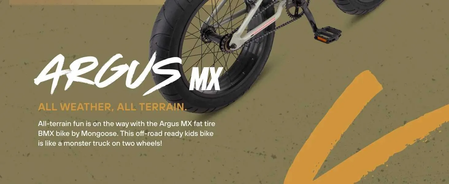 Mongoose Argus MX bike; all weather, all terrain.