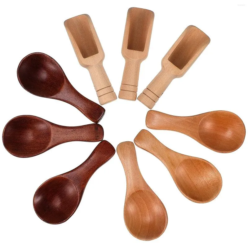 Scoops de café 9 PCS Assaisonnement Spoon Small Wooden Scoop pour les cuillères Pottes Lotus Tree