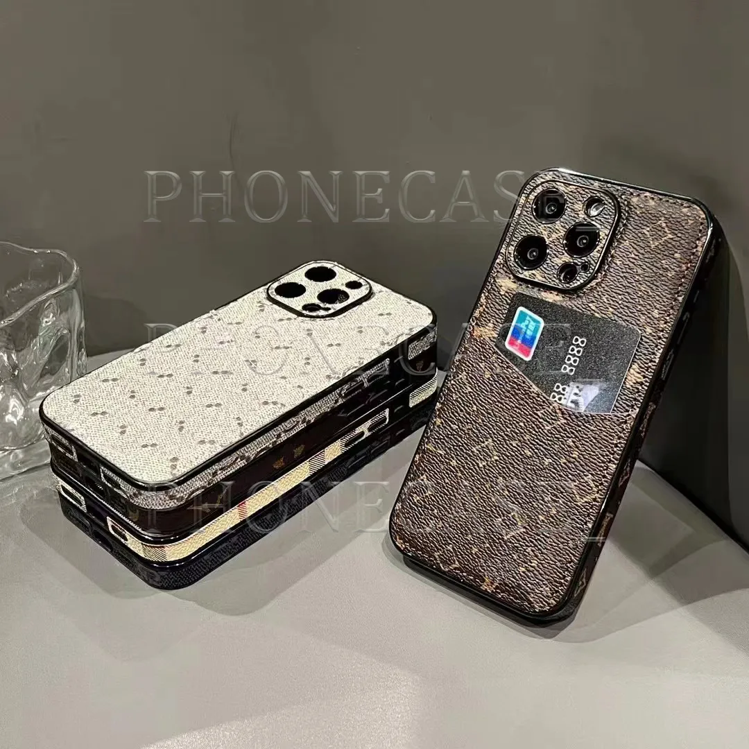 Designer iPhone Phone Cases 15 14 Pro Max Luxury L Card Wallet Holder Purse Hi Quality 18 17 16 15pro 14pro 13pro 13 12 11 Case with Logo Box Man Woman WS