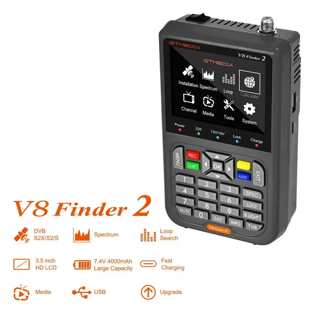 FINDER 1080P HD V8 FINDER2衛星信号ファインダーDVBS/S2/S2Xハンドヘルド衛星メータースペクトルアナライザー