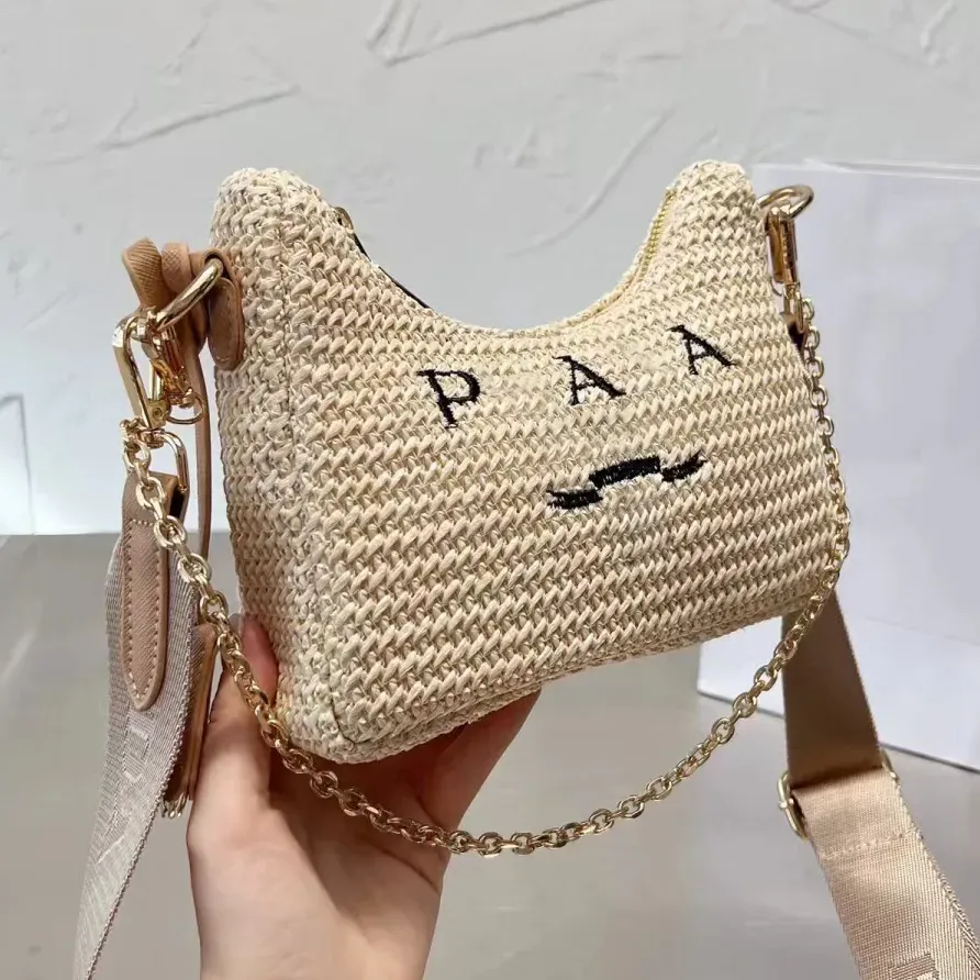 Nylon Straw Bags Shoulder Bags Handbags Purses Designer Crossbody Lady Hobos Underarm Bag Woman Chain Baguettes Small Totes uettes