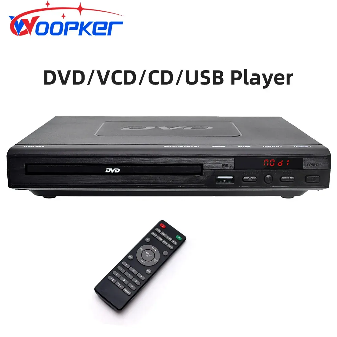 Player Woopker DVD225 Player Multi Region Digital TV Disc Player Support DVD CD MP3 MP4 VCD USB Home Theater System