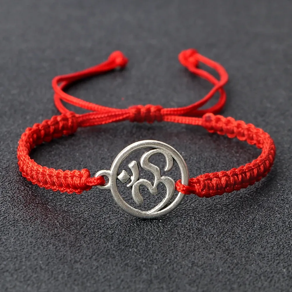 Strands Charm Om simbolo fatto a mano intrecciata corda intrecciata regolabile braccialetti neri rosso donna uomo fortunato gioiello di moda gioiello regalo preghiera