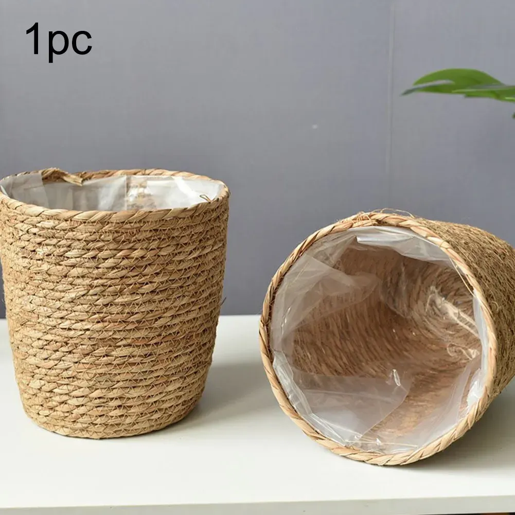 Pflanzer 1PCS handgefertigtes Weiden Rattan -Korb Pflanzer Speicher Körbe Gartenblüte mit wasserdichtem Liner Home Dekoration Landschaft