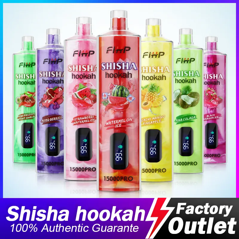 오리지널 FIHP Shisha Hookah 퍼프 15000pro 12000 100000 9000 vapes 일회용 퍼프 15K 12K 10K 9K 증기 충전식 배터리 퍼프 VAPER Displayable Puff Vape