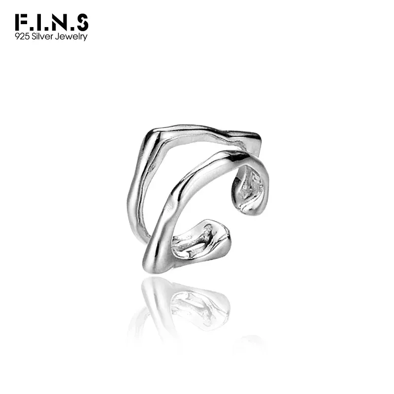 Örhängen F.I.N.S 1PC Geometric S925 Silver Ear Clip Inget hål Dubbelskikt Oregelbundna öronmanschetter för kvinnor Fake Piercing Catilage Smycken