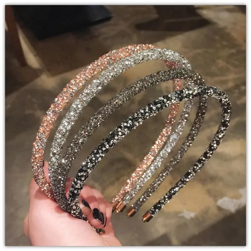 Fashion Shiny Fulle Rhingestone Femme Feme Fin Bandband Hair Hoop Crystal Headwrap Turban Hair Accessoires