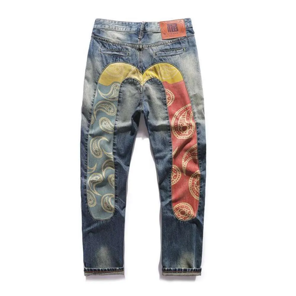 Spring Autumn New Jeans By Edison Chen, Same Style For Men's Patched And Worn Out Print, Large M Slim Fit, Small Straight Tube 705924