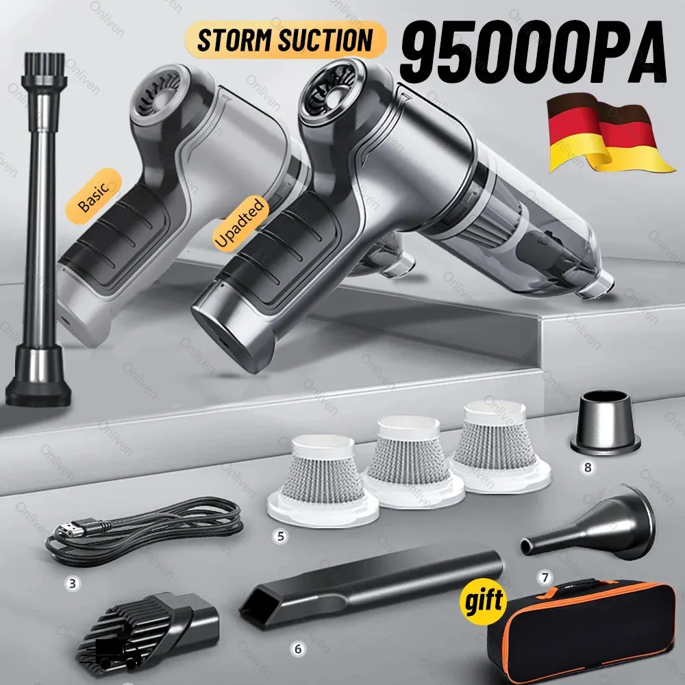 95000PA CAR Vacuum Cleaner 1 Potężne akcesoria do czyszczenia Auto Auto Robot Wireless Appliance silne ssanie 240416