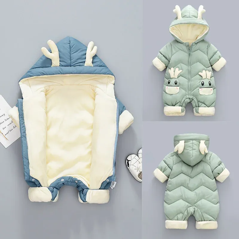 Coats New born Baby clothes Winter infant Snowsuit Plus Velvet Thick Boy Jumpsuit 03 Yrs Romper Baby Girl Overalls Toddler Coat 30