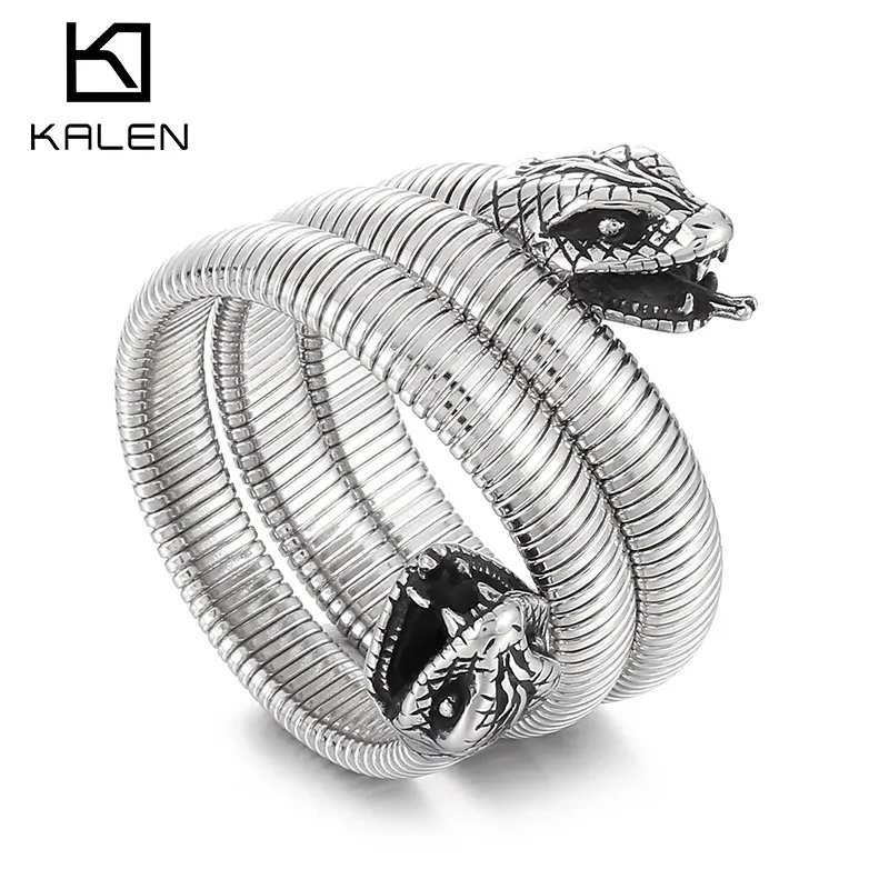 Hilos kalen 11 mm Snake Vintage Flexible Acero inoxidable Accesorios de joyas para hombres para hombres