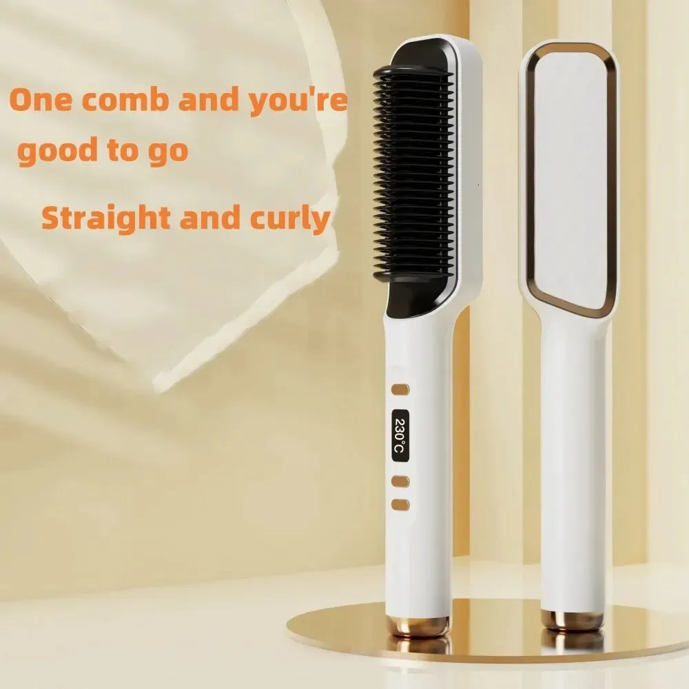 Electric Comb Straight Board Clip Negative Ion Hair Rätning Comb Curling Iron Dual-Use Internt spänne skadar inte 240411