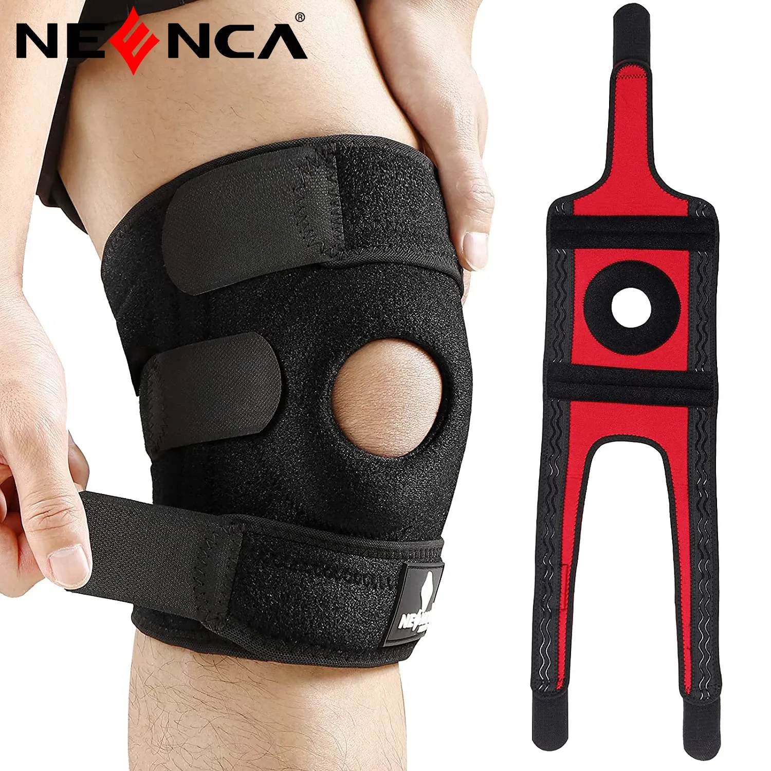 安全性ニエンカ1PCスポーツ膝パッド4つのスプリングサポートエヴァ通気性膝ブレースサイド安定剤膝蓋骨プロテクタージェルパッド