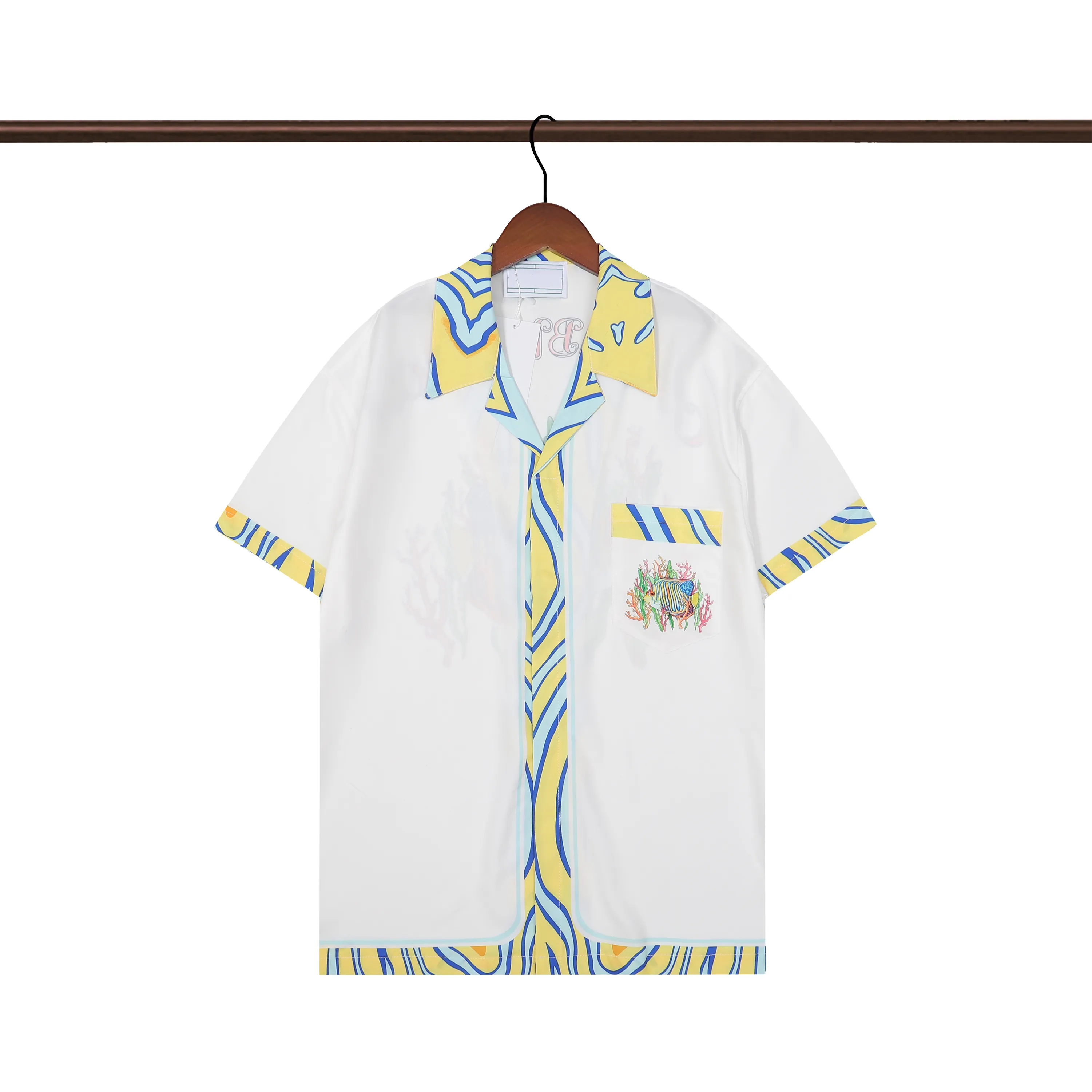 Heren designer shirt zomer zomerse mouw casual button up shirt bedrukt bowling shirt strand stijl ademende t-shirt kleding #65
