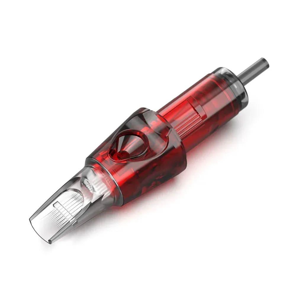 Machines Box Of 20 CNC Red Transparent Tattoo Needle Cartridges Curved Magnum / Round Magnum For Tattoo Pen Machines Supply