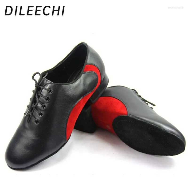 Scarpe da ballo dileechi Arrivo maschile vera sala da ballo in pelle latina che balla tacco basso 2,2 cm di grandi dimensioni