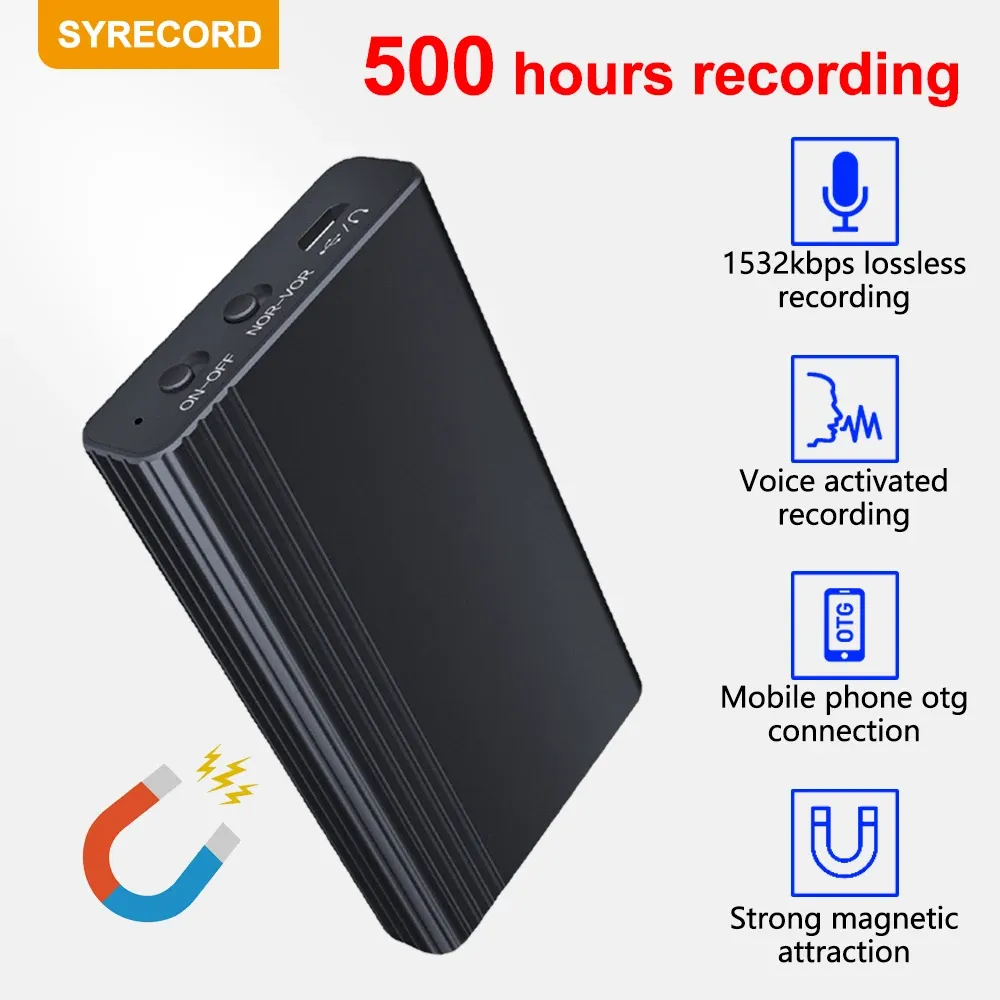 Rejestrator mini głosowy rejestrator 500 godzin cyfrowe urządzenie nagrywające profesjonalny dźwięk dyktafone audio mikro rekord przenośny mały